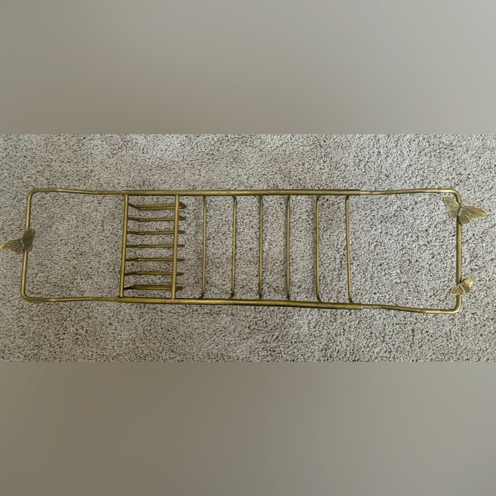 Anthropologie bronze butterfly bath caddy